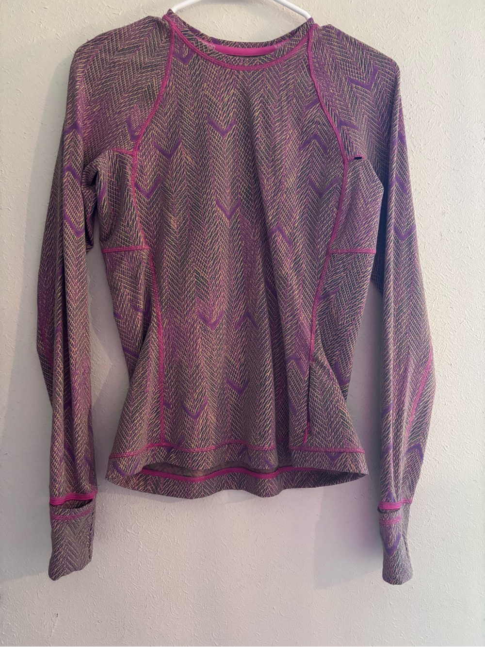 lululemon athletica Purple and Pink Chevron Long Sleeve Top